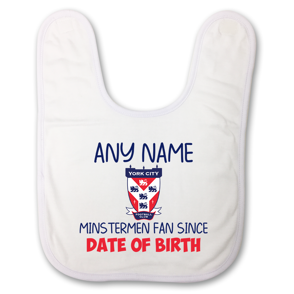 Baby Bib Personalised YCFC Fan Since Add Any Name & D.O.B