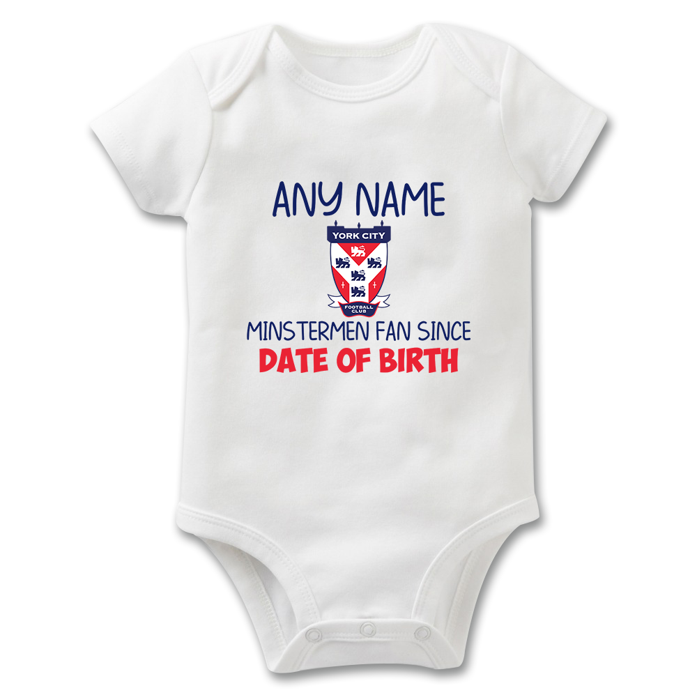 Baby Grow York City FC Fan Since Add Any Name & D.O.B