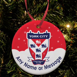 Personalised Bauble Xmas Tree Decoration York City FC Snow Crest