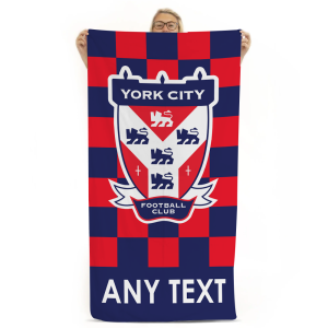 Personalised York City FC Beach Towel Chequered