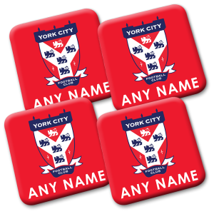 Personalised York City FC Coasters Pack Of 4 Crest