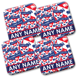 Personalised York City FC Coasters Pack Of 4 Crest Mash