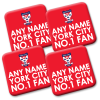 Personalised York City FC Coasters Pack Of 4 No.1 Fan