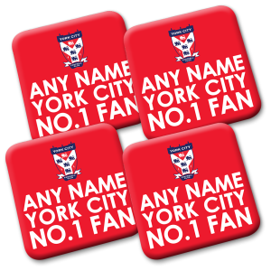 Personalised York City FC Coasters Pack Of 4 No.1 Fan