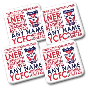Personalised York City FC Coasters Pack Of 4 Text