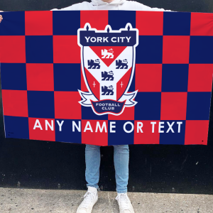Personalised Flag York City FC Chequered Add Any Text