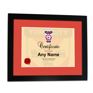 Personalised Framed Print York City FC Certificate