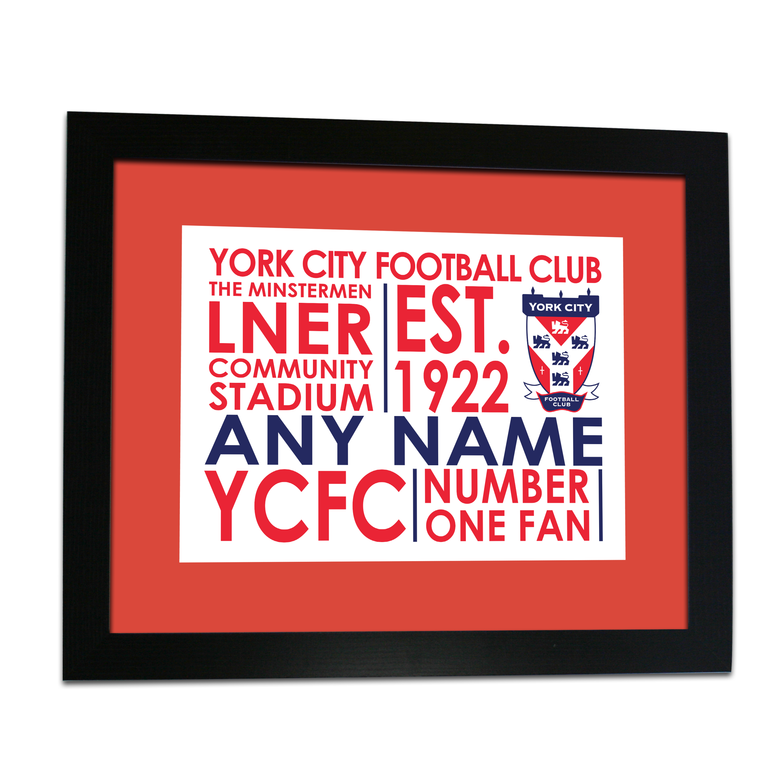 Personalised Framed Print York City FC Text