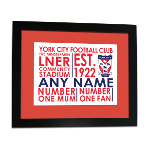 Personalised Framed Print York City FC Text Mother's Day No.1 Mum