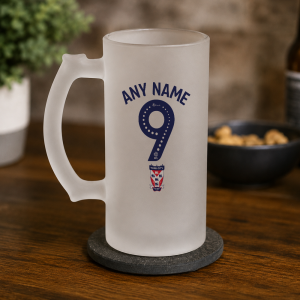 Personalised YCFC Frosted Pint Glass Name & Number