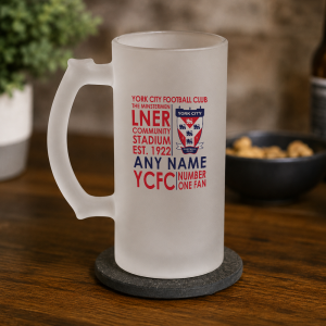 Personalised YCFC Frosted Pint Glass Text