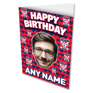 Personalised Happy Birthday Greeting Card York City FC Love Hearts Photo Upload & Add Any Name