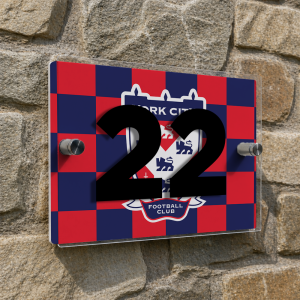 York City FC Personalised House Number Plaque Chequered - Image 4