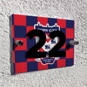 Alternative view of York City FC Personalised House Number Plaque Chequered