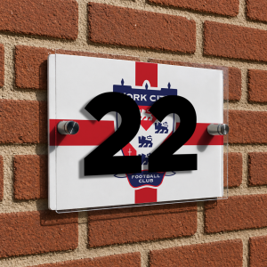 York City FC Personalised House Number Plaque St George's Flag YCFC