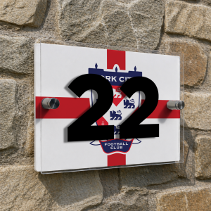 Alternative view of York City FC Personalised House Number Plaque St George's Flag YCFC