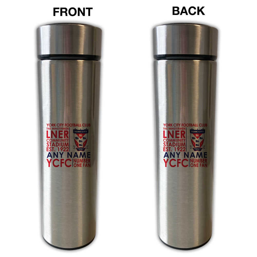 York City FC Personalised Thermos Stainless Steel Flask Text