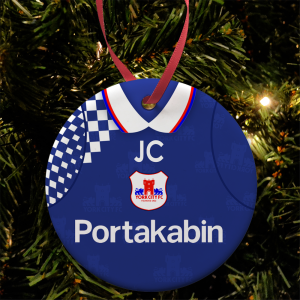 Personalised Bauble Xmas Tree Decoration York City FC Away 1995 Shirt Bauble