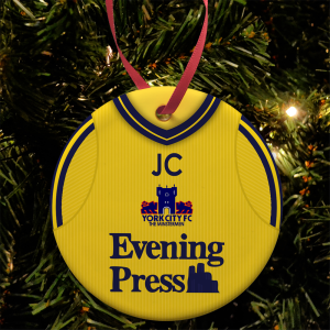 Personalised Bauble Xmas Tree Decoration York City FC Away 2001 Shirt Bauble