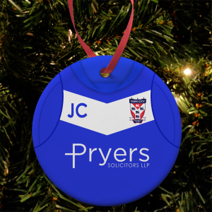 Personalised Bauble Xmas Tree Decoration York City FC Away 2011 Shirt Bauble
