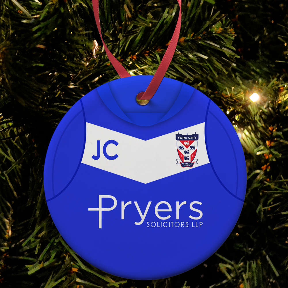 Personalised Bauble Xmas Tree Decoration York City FC Away 2011 Shirt Bauble