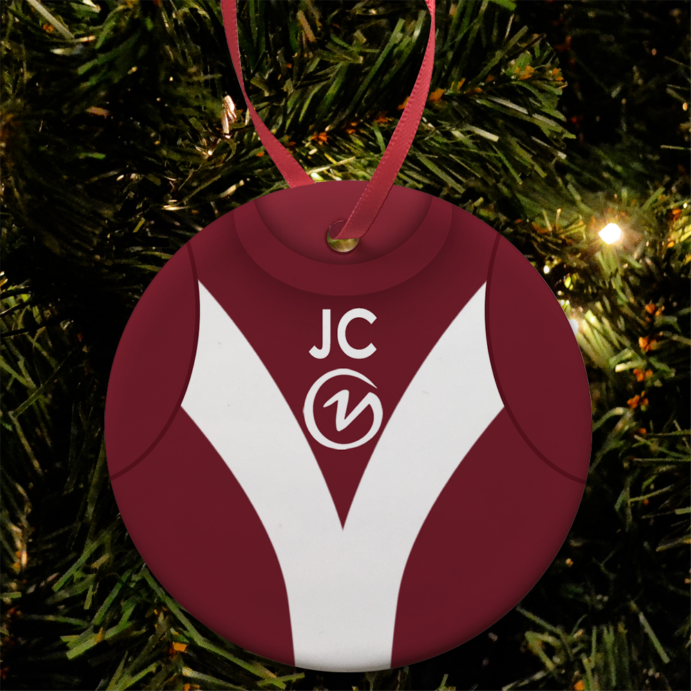 Personalised Bauble Xmas Tree Decoration York City FC Home 1974 Shirt Bauble