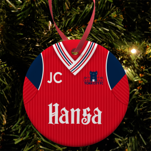 Personalised Bauble Xmas Tree Decoration York City FC Home 1989 Shirt Bauble