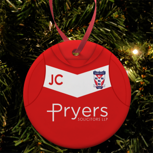 Personalised Bauble Xmas Tree Decoration York City FC Home 2011 Shirt Bauble