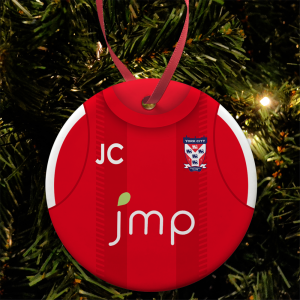 Personalised Bauble Xmas Tree Decoration York City FC Home 2021 Shirt Bauble