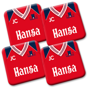 Personalised York City FC Coasters Pack Of 4 Home 1989 Shirt Coasters
