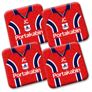 Personalised York City FC Coasters Pack Of 4 Home 1997 Shirt Coasters