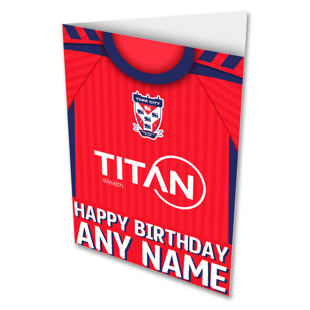 Happy Birthday Personalised York City FC Greeting Card Home Shirt 2026/27 Add Any Name