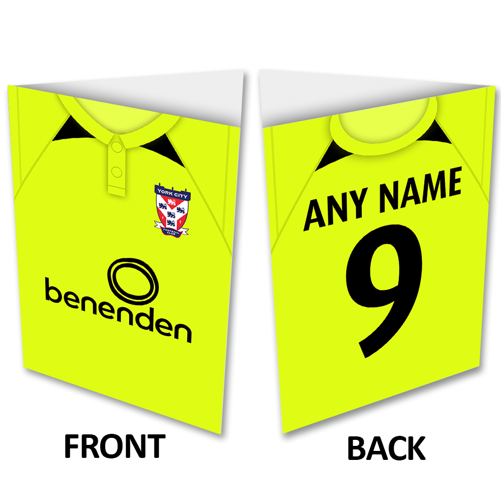 Personalised York City FC Greeting Card Away 2016 Shirt Name & Number