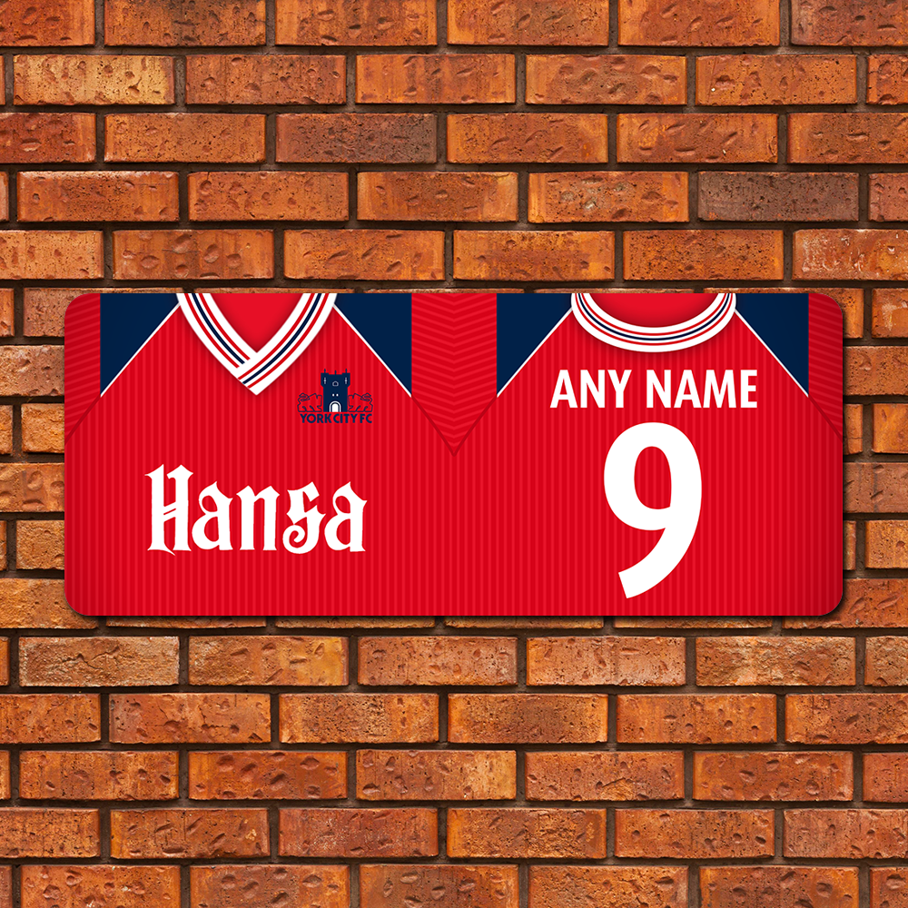 Large Aluminium Wall Art York City FC Home 1989 Shirt Name & Number
