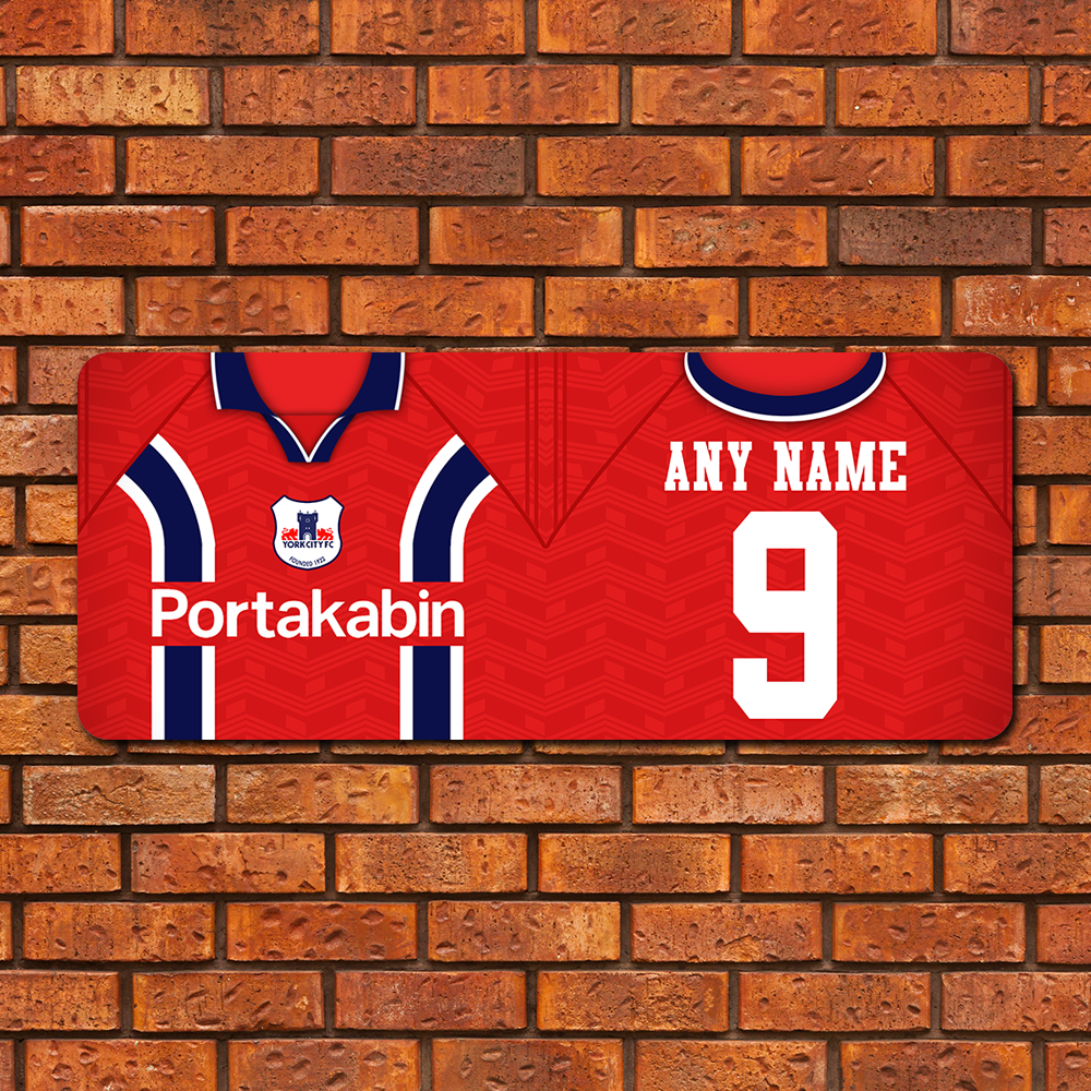 Large Aluminium Wall Art York City FC Home 1997 Shirt Name & Number