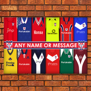 Personalised Aluminium Wall Art York City FC Retro Shirt Montage