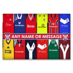 Alternative view of Personalised Aluminium Wall Art York City FC Retro Shirt Montage