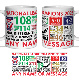 Personalised Mug York City FC Season Stats Champions 2026