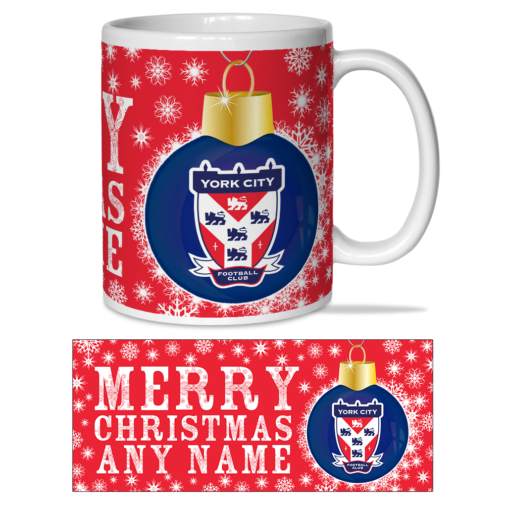 Personalised Mug York City FC Merry Christmas Bauble Mug Cup
