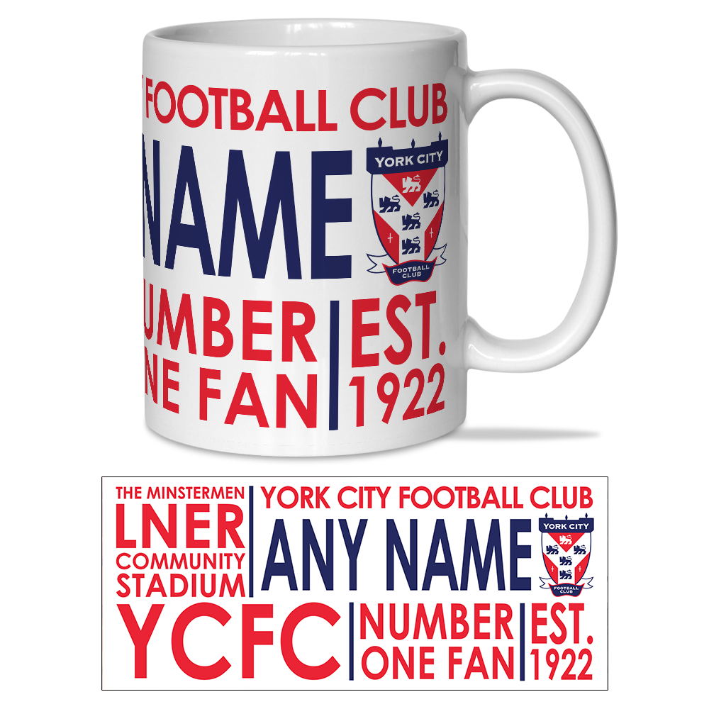 Personalised Mug York City FC Text Mug Add Any Name