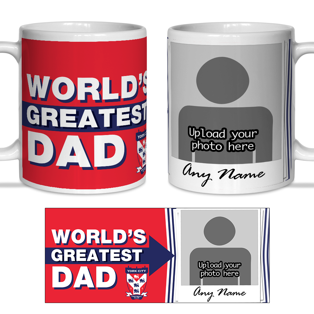 Personalised Mug York City FC World's Greatest Dad Polaroid Photo Upload Mug
