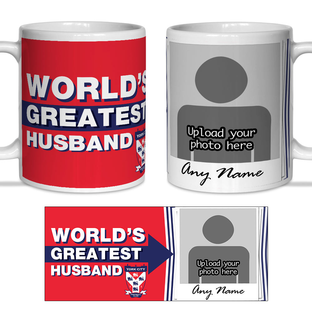 Personalised Mug York City FC World's Greatest Husband Polaroid Photo Upload Mug