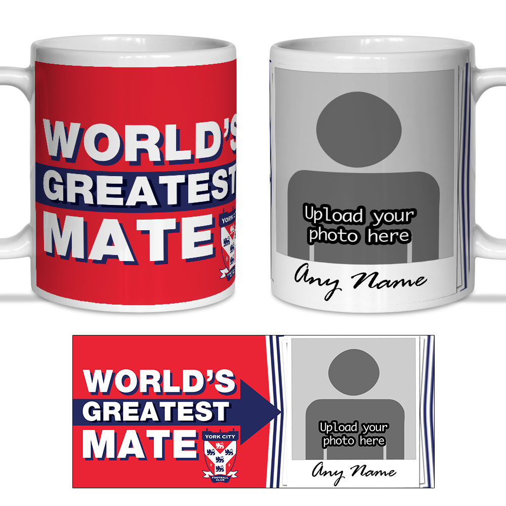 Personalised Mug York City FC World's Greatest Mate Polaroid Photo Upload Mug