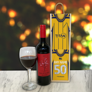 Alternative view of Personalised YCFC Wooden Wine Box Away 2026/27 Shirt Name & Number