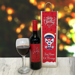 Alternative view of Personalised YCFC Wooden Wine Box Merry Christmas Crest Add Any Text