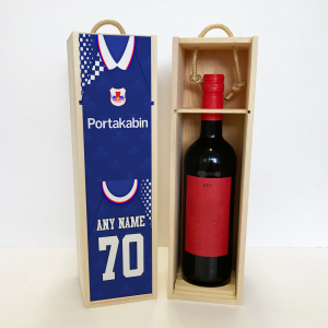 Personalised YCFC Wooden Wine Box Away 1995 Shirt Name & Number