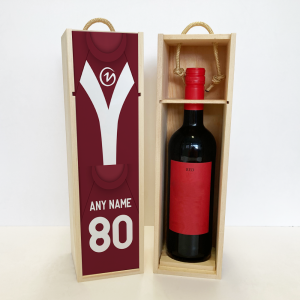 Personalised YCFC Wooden Wine Box Home 1974 Shirt Name & Number