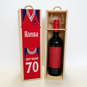Personalised YCFC Wooden Wine Box Home 1989 Shirt Name & Number